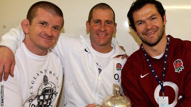 England coaches Graham Rowntree, Stuart Lancaster and Andy Farrell