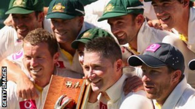 Michael Clarke and his team celebrate beating Sri Lanka in their most recetn Test series win
