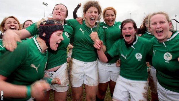 Ireland's women celebrated a 25-0 win over England