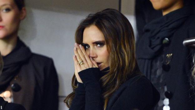 A nervous looking Victoria Beckham watched on from the stands as husband David prepared to debut