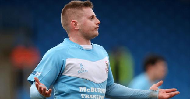 David Cushley scored Ballymena's opening goal in the Premiership game with Donegal Celtic