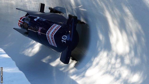 Gill Cooke in bobsleigh action