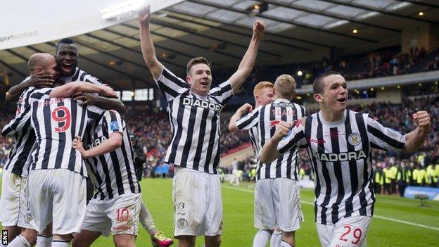 The St Mirren players celebrate