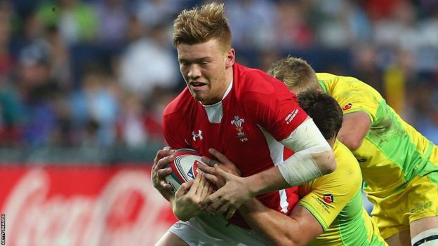 Cory Allen helps Wales Sevens beat their Australian counterpart 19-12 in the opening game of their IRB Hong Kong Sevens challenge