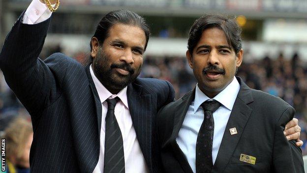 Blackburn Rovers owners Balaji Rao (l) and Venkatesh Rao