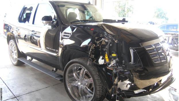 Tiger Woods' car after his infamous crash