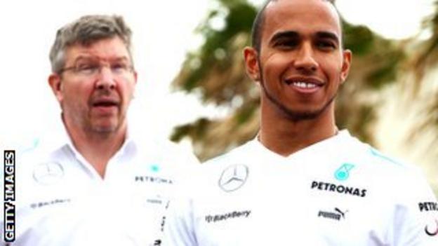 Ross Brawn and Lewis Hamilton
