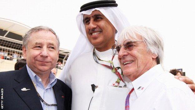 Jean Todt, Bernie Ecclestone and Zayed Al Zayani