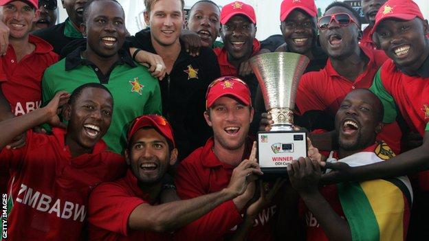 Zimbabwe with the one-day series trophy