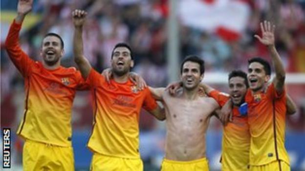 Barcelona celebrate their title win
