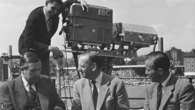 Commentators E.W. Swanton, Brian Johnston and Peter West