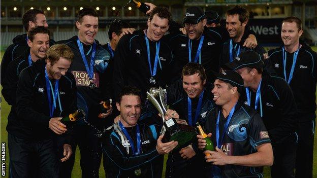 New Zealand with the one-day series trophy