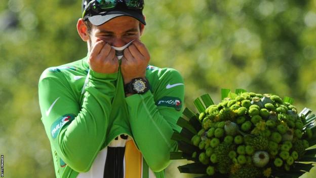 Mark Cavendish with the Tour de France green jersey in 2011