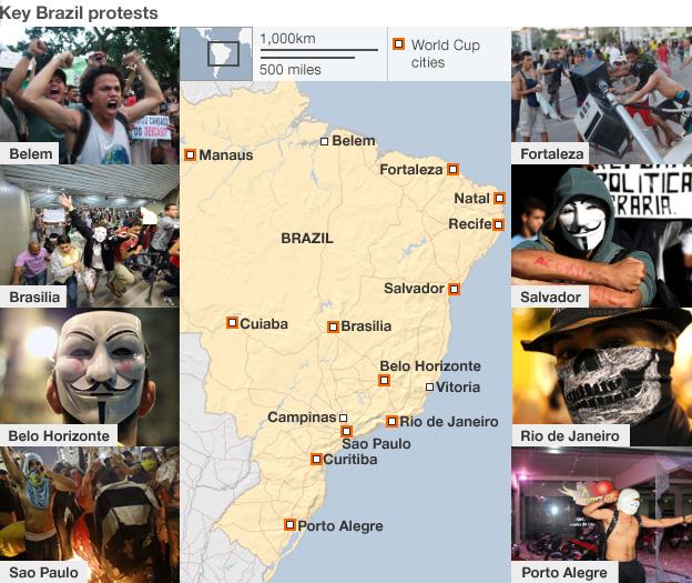 map showing protest sites