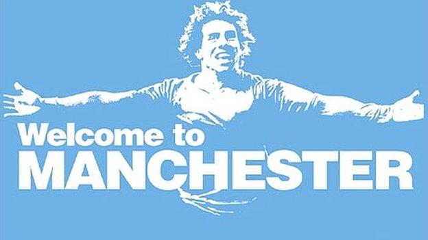 The poster that welcomed Carlos Tevez to Man City