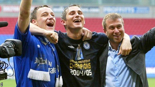 John Terry, Frank Lampard and Roman Abramovich