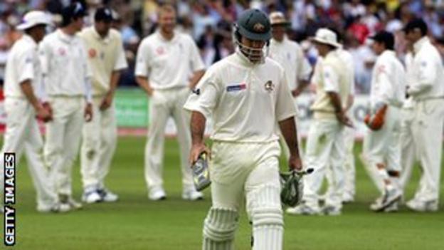 England celebrate after Ricky Ponting is run out by Gary Pratt