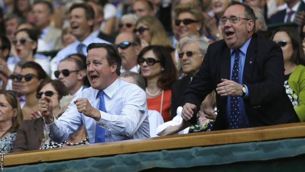 David Cameron and Alex Salmond celebrate Murray's victory