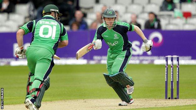 Ireland's cricket team playing against Australia in Belfast