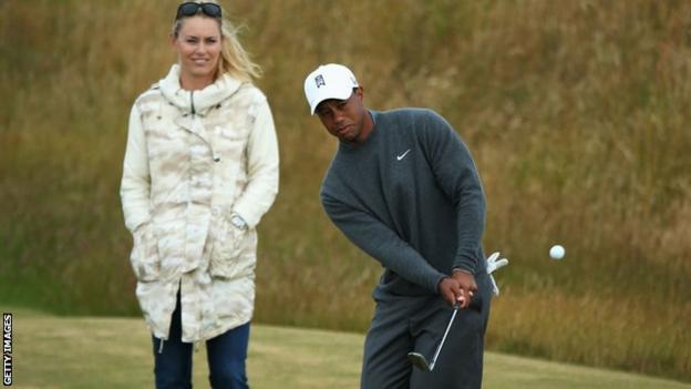 Tiger Woods watched by girlfriend Lindsey Vonn