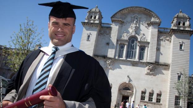 Wales and British and Irish Lions centre Jamie Roberts graduates as doctor in a degree ceremony at Cardiff University