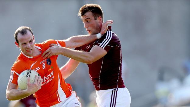 James Lavery shrugs off Paul Conroy during Armagh's defeat by Galway