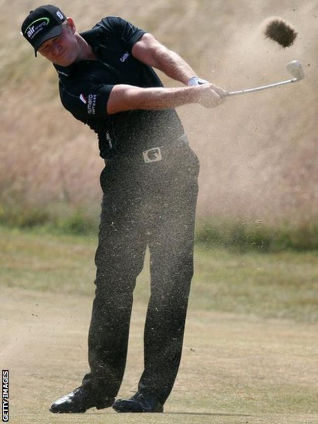 Jamie Donaldson plays a shot during his final round at the Open Championship in Muirfield