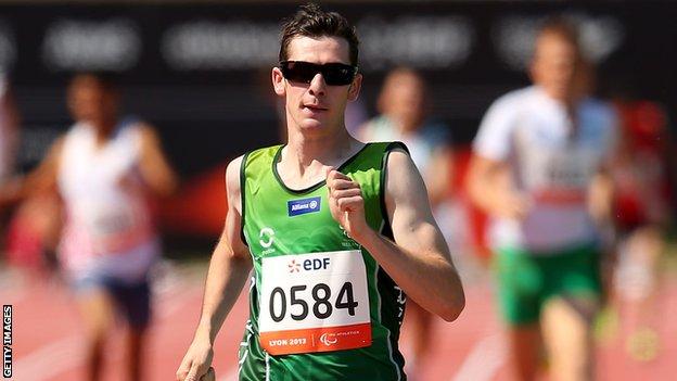 Michael McKillop on the way to winning the T37 800m gold on Sunday