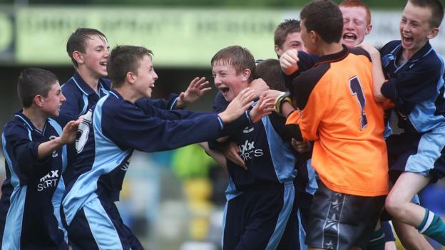 Inishowen celebrate their victory in the final of the Foyle Cup's Under-13 section