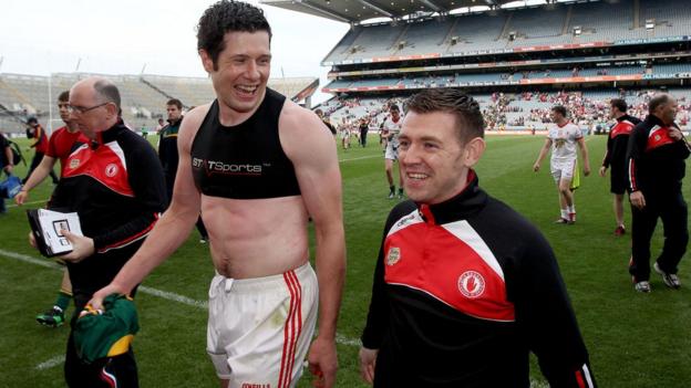 Sean Cavanagh has every reason to be happy after his superb performance helped Tyrone to a 0-17 to 2-9 win over Meath
