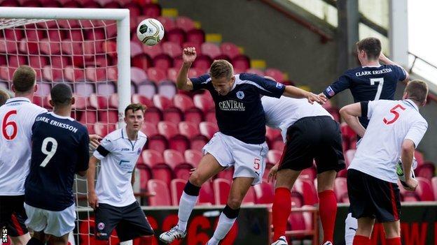 Conor McGrandles scores for Falkirk against Clyde