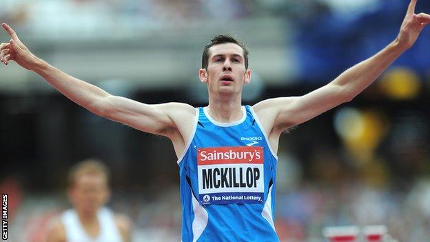 McKillop celebrates winning the T36/37 800m race at the Paralympic Anniversary Games on Sunday