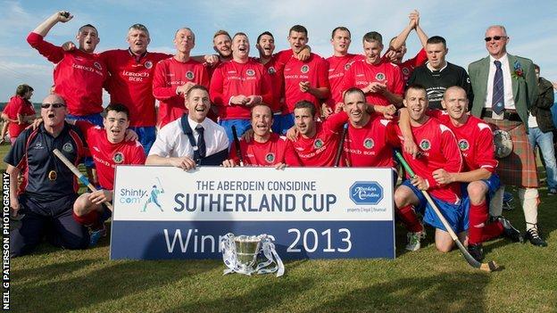 Ballachulish celebrate winning the Sutherland Cup