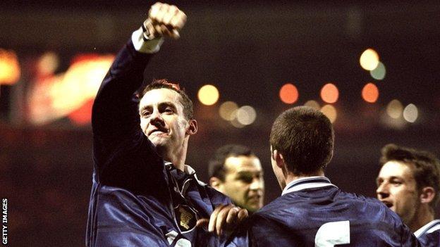 Don Hutchison celebrates after scoring the winner at Wembley in 1999