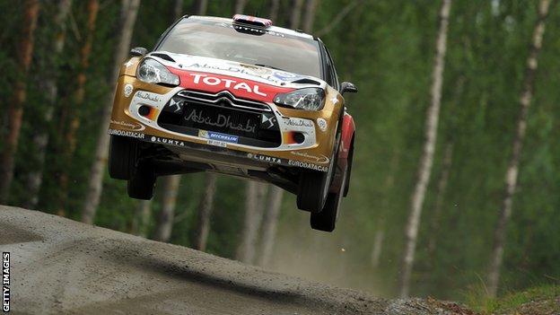 Kris Meeke in action in Rally Finland