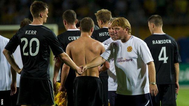 Motherwell players and their manager Stuart McCall
