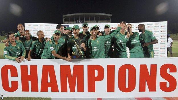 South Africa with the Twenty20 series trophy