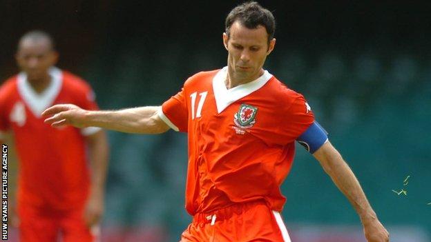 Ryan Giggs in Wales action