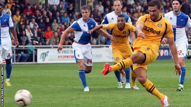 Andy Sandell scores for Newport County