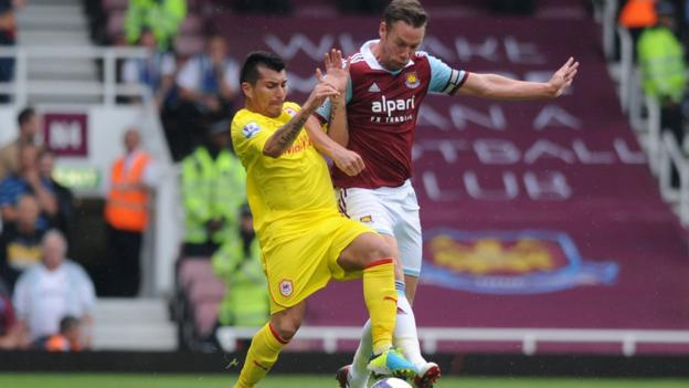 Cardiff City's Gary Medel and West Ham's Kevin Nolan