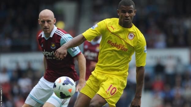 Cardiff Frazier Campbell and West Ham's James Collins