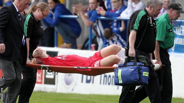 Ross Redman was carried off at Coleraine Showgrounds