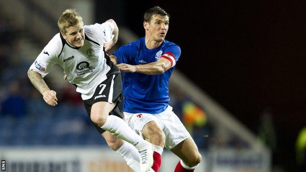 Queen of the South's Willie Gibson and Rangers' Lee McCulloch