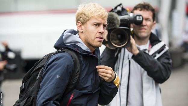 Sebastian Vettel arrives at the Belgian Grand Prix in Spa Francorchamps