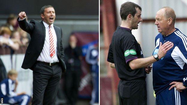 Aberdeen boss Derek McInnes and Hearts assistant boss Billy Brown