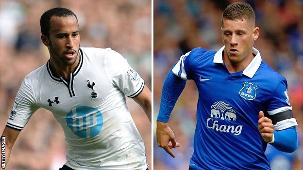 Tottenham's Andros Townsend (left) and Everton's Ross Barkley