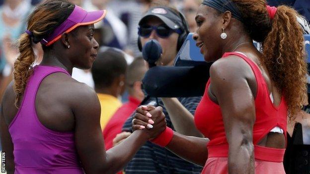 Sloane Stephens (left) with Serena Williams