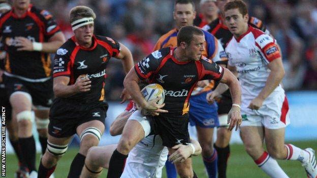 Dragons' Richie Rees in action against Ulster