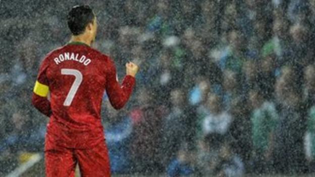 Cristiano Ronaldo scored a hat-trick for Portugal at Windsor Park
