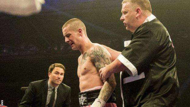 Ricky Burns in pain at the end of Saturday's fight